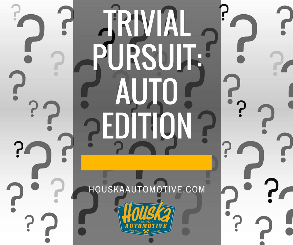 Trivial Pursuit Auto Edition game featuring Houska Automotive's services
