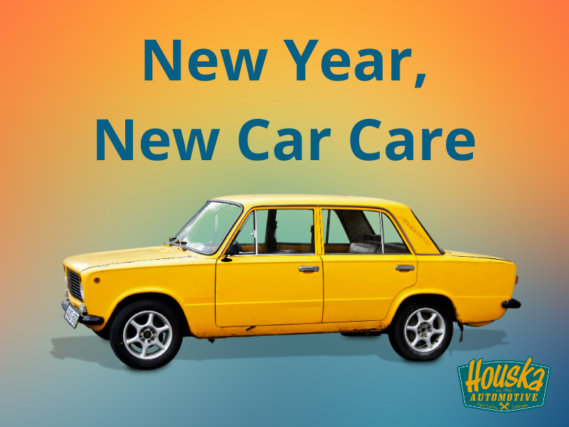 New Year, new car care image of yellow car